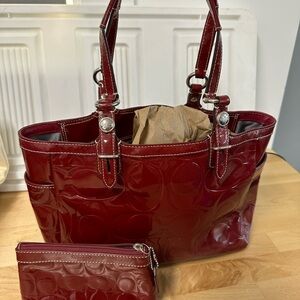 Coach Red Leather Purse and matching change purse